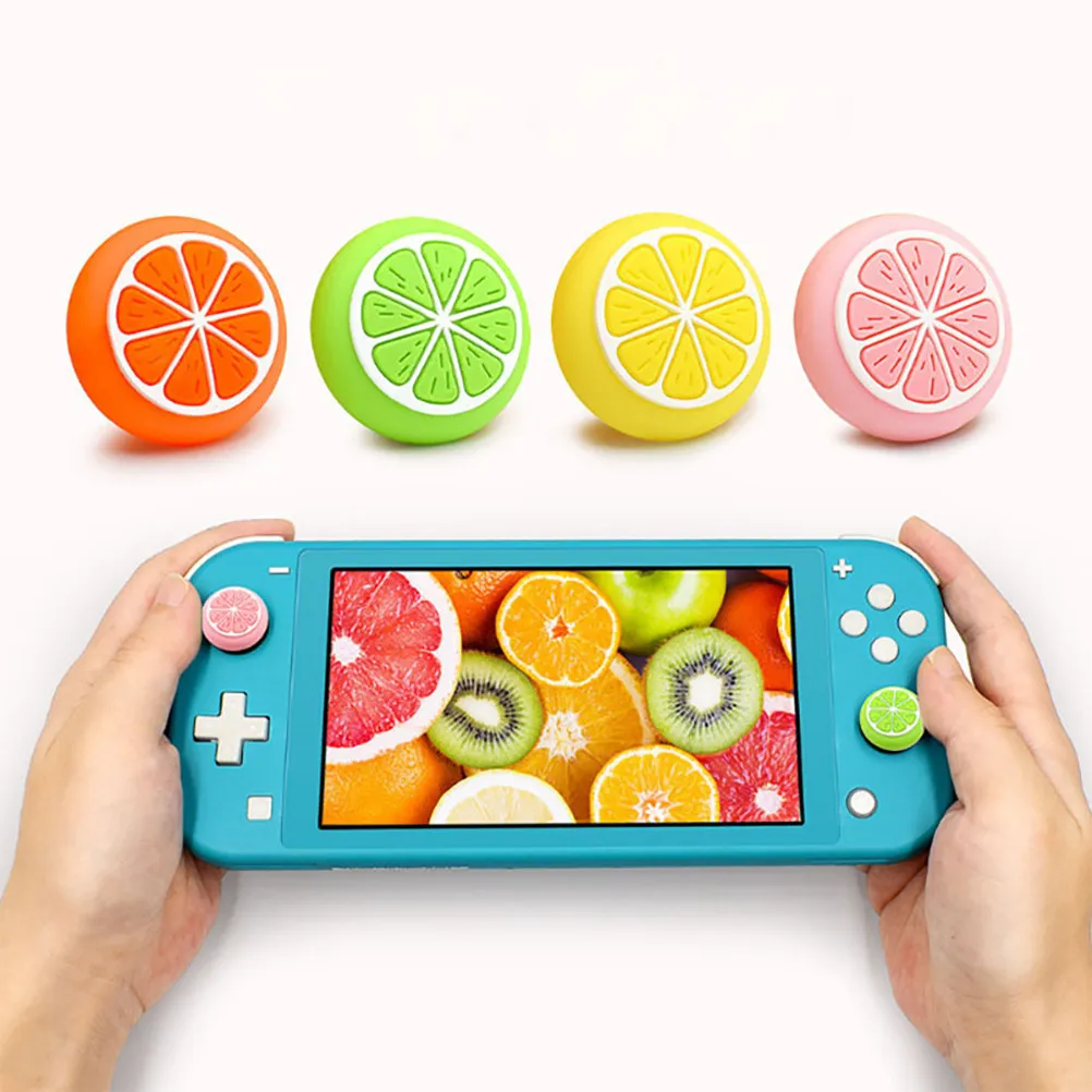 8Pcs Lemon Shaped Silicone Thumb Joystick Caps Non-Slip Comfortable Grip Cover for Gaming Console Controllers Dust Abrasion