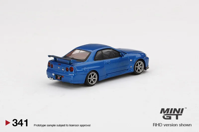 Mini gt 1:64日産スカイラインgt-r r34 v-spec ii #341,合金車モデル,ギフト