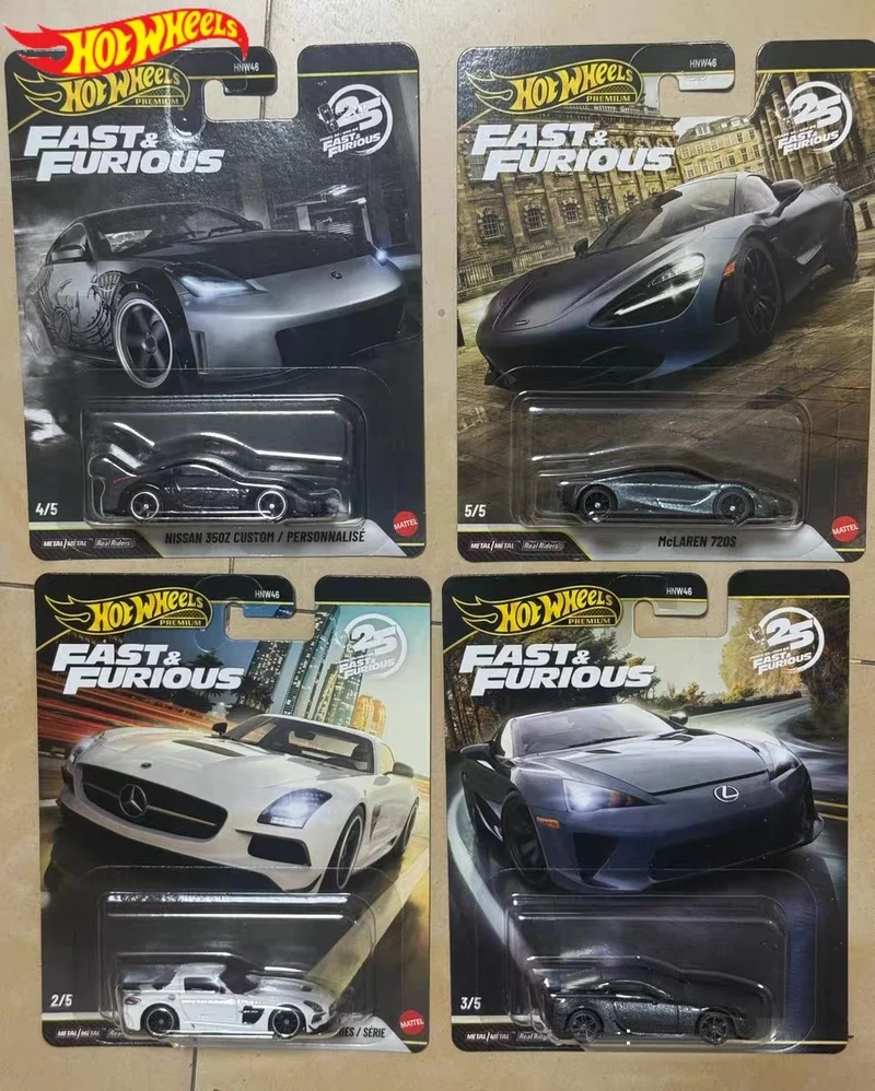 New Hot Wheels Premium Series The Fast & Furious 25 Anniversary Toyota Supra Nissan 350z Mercedes-Benz Sls Amg Alloy Car Model