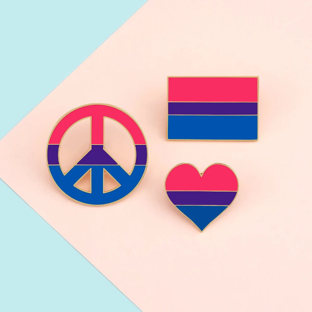 LGBTQ ثنائي الجنس فخر المينا دبوس على شكل قلب السلام العلم دبابيس كول مثلي الجنس مثليه التلبيب دبابيس حقيبة الدنيم شارة الحب He/She مجوهرات