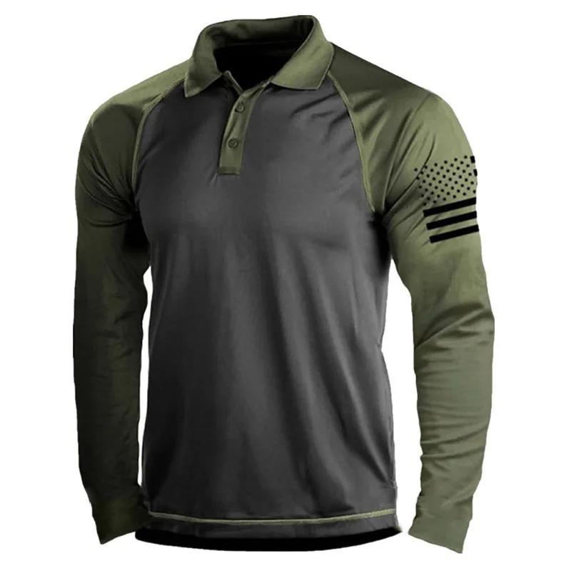 Camisa polo de manga larga con estampado digital 3D para hombre, cómoda fibra de poliéster, adecuada para uso diario, primavera y otoño