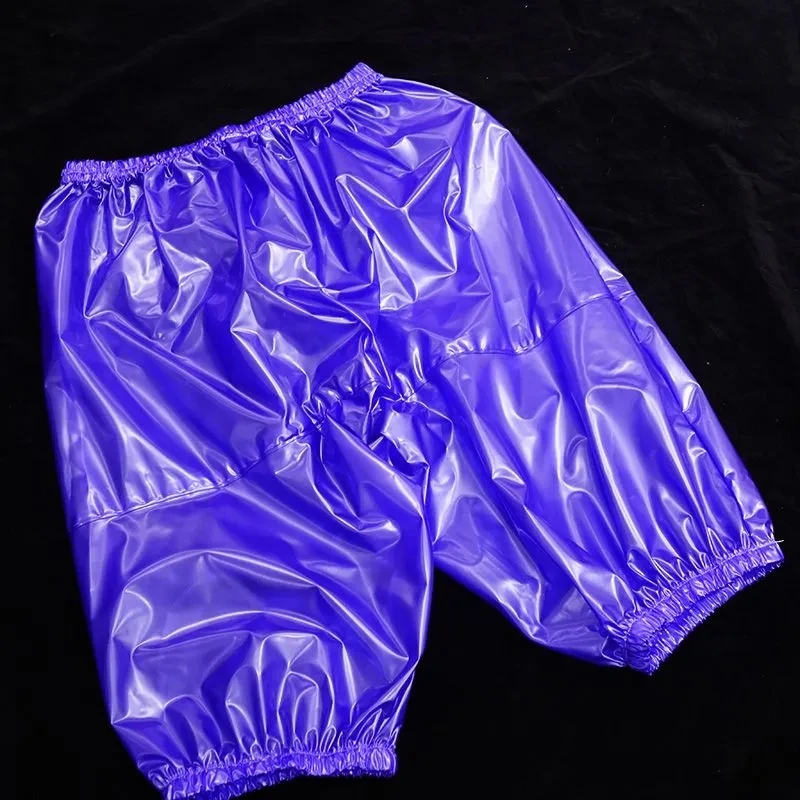 Unisex Waterproof Sleek Proof PVC Shorts Elastic Waist Rainproof Summer