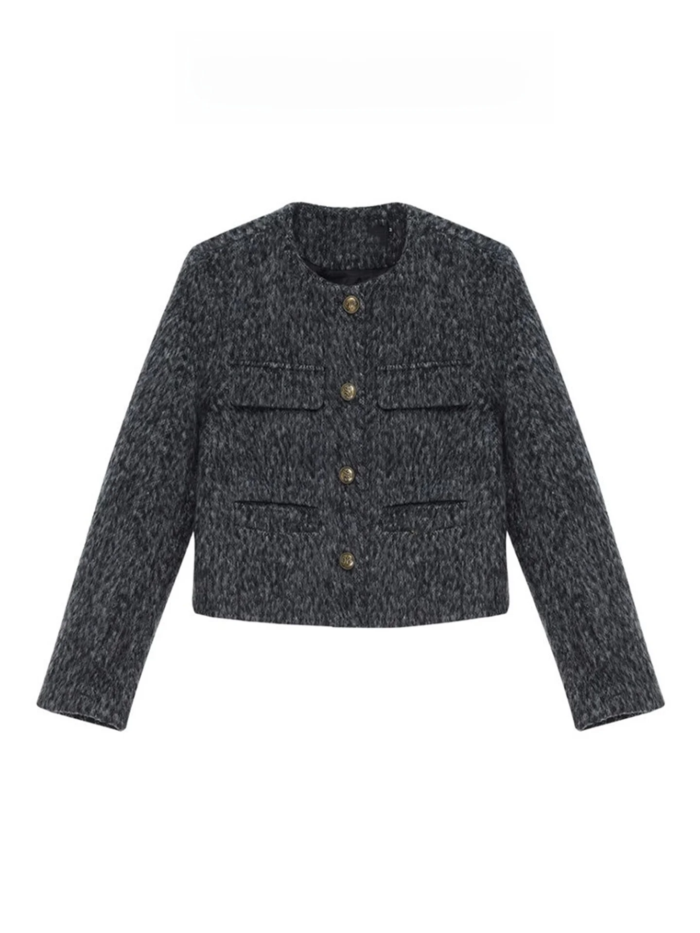 

Warm ey Woolen ort Coat Women's Autumn Winter Faion High-End Feelings Cardigan Jaet Design Top Ladies' Coat