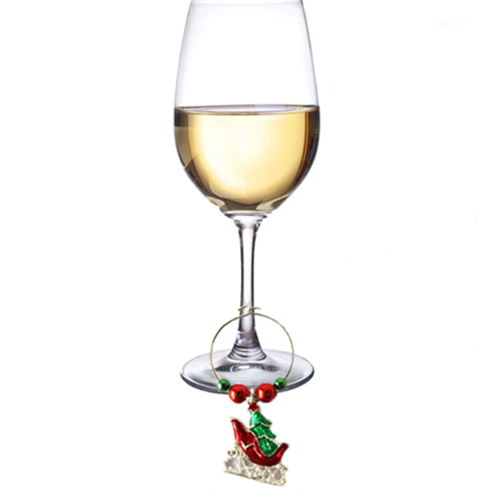 

6 Pcs Christmas Glass Charms Elegant Drink Tags for Party Favors Gifts Metal Alloy Bar Tools Glass Markers