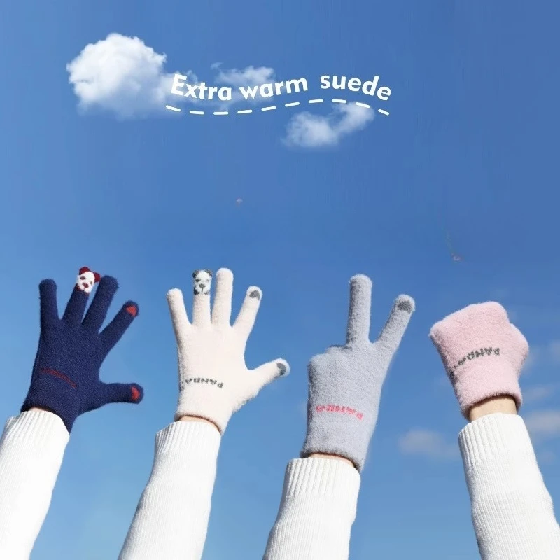 Winter-Touchscreen-Handschuhe für Männer und Frauen – mit Fleece gefüttert, thermisch, warm, fünf Finger, kältebeständig, Radfahren, Studenten, lässig