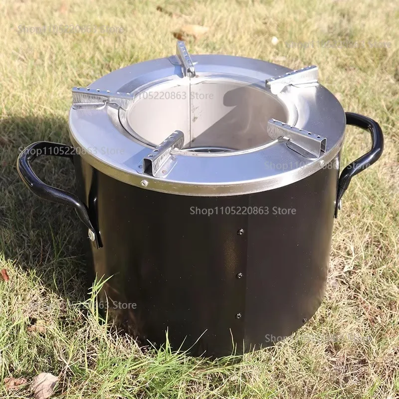 

Small multifunctional stainless steel household stove for outdoor and indoor cooking, can use wood, charcoal, coal