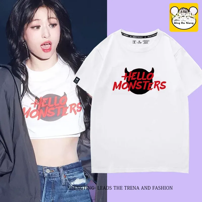 Seoul Concert Hello Monster Short Sleeve T-Shirt 2025 BabyMonster Official Surrounding Cotton Casual round Neck Top