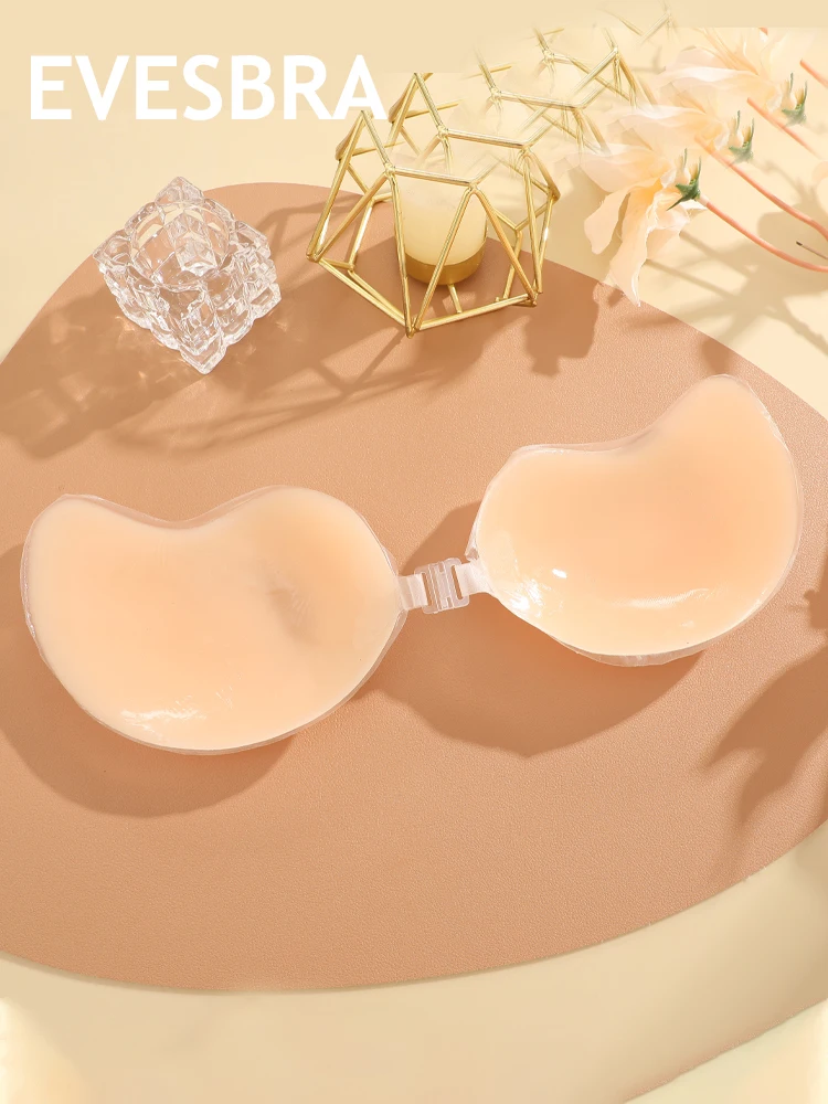 Women Reusable Silicone Bra Sticker Adhesive Invisible Bra Chest Patch Female Mango Patch Pad Strapless Underwear Silicone Bras