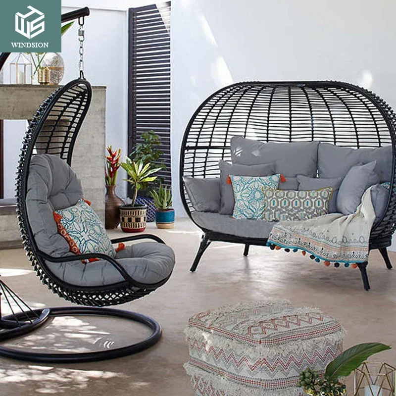 Nordic Rattan Sofa Set Furniture Hanging Chair Bird Nest Outdoor Rattan Sofas