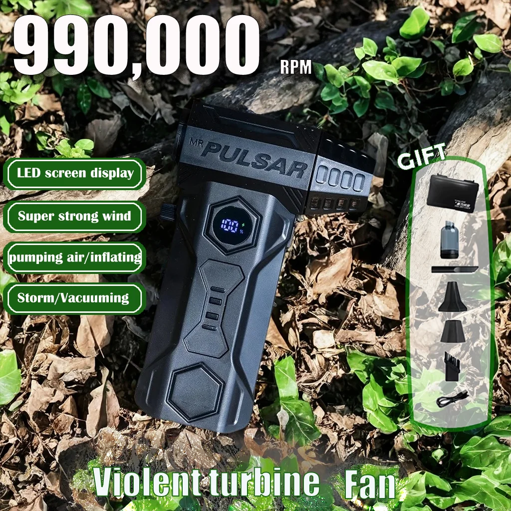 

990000RPM High Speed Brushless Motor Dust Blower x11 Powerful Jet Blower 10000mAh Violent Turbo Fan Portable Car Vacuum Cleaner