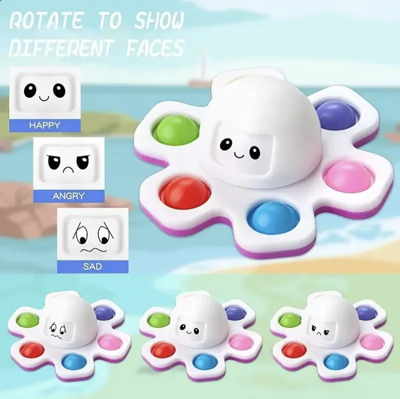 Rosto mudando polvo girando dedo giroscópio descompressão brinquedo criança dedo empurrando bolha movimento fidget quebra-cabeça ansiedade presente