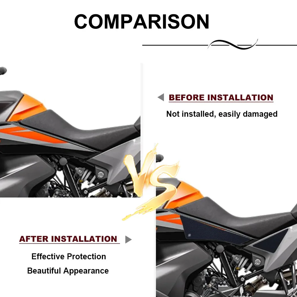 For 790 ADV 890 Adventure R Rally Motorcycle Accessories Rubber Tank Pad Stickers Kits Fuel Tank Side Pad Stickers Protection