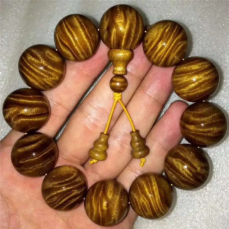 Old Materials Silkwood Bracelet Men's Submerged Wood Bracelet Women's Collectables-Autograph Rosary Sichuan Ebony Water Ripple B