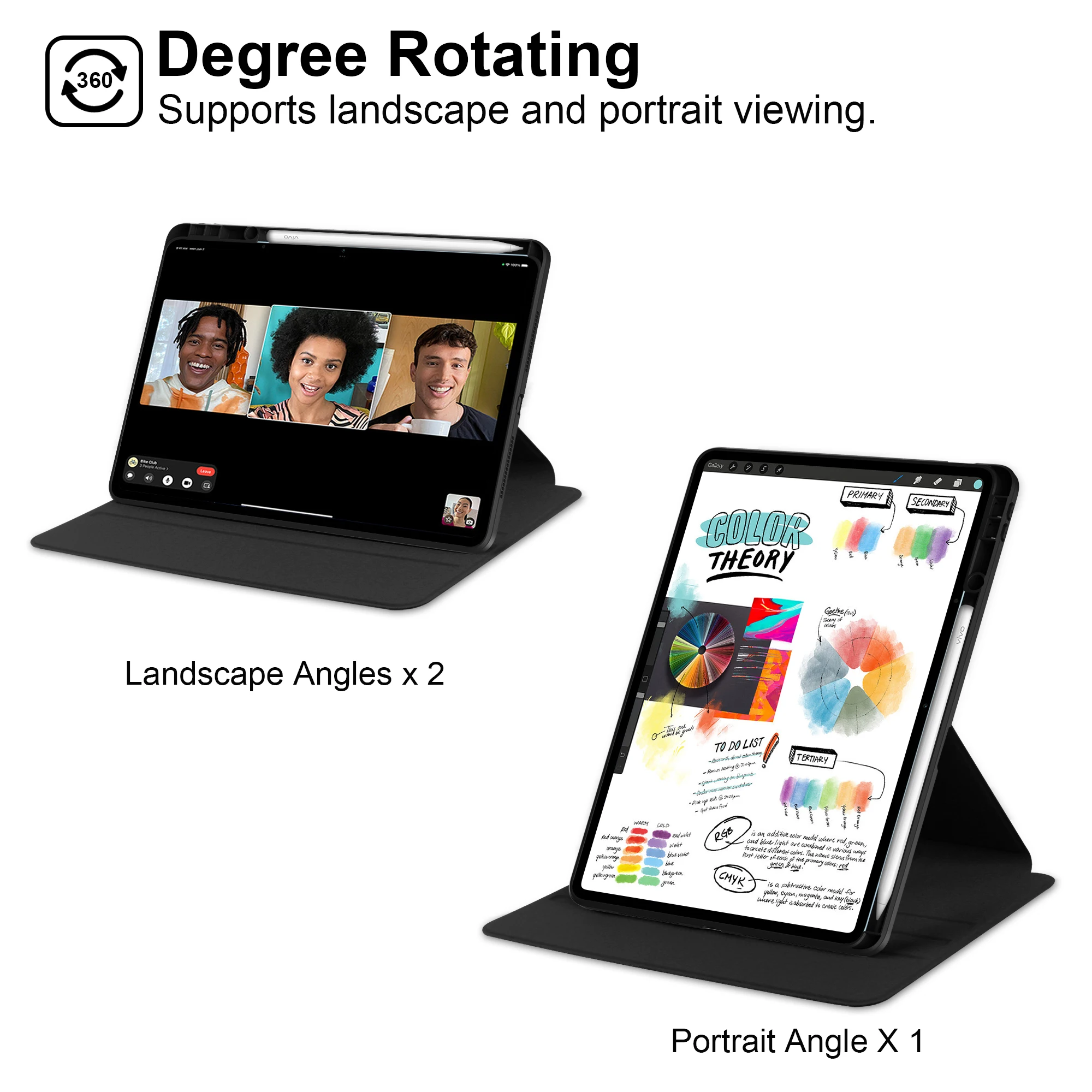 360 Rotation Case For VIVO Pad3 Pro 2024 13 inch Smart Stand Cover Auto Sleep / Wake Shockproof With Pen Slot Precise Cutouts