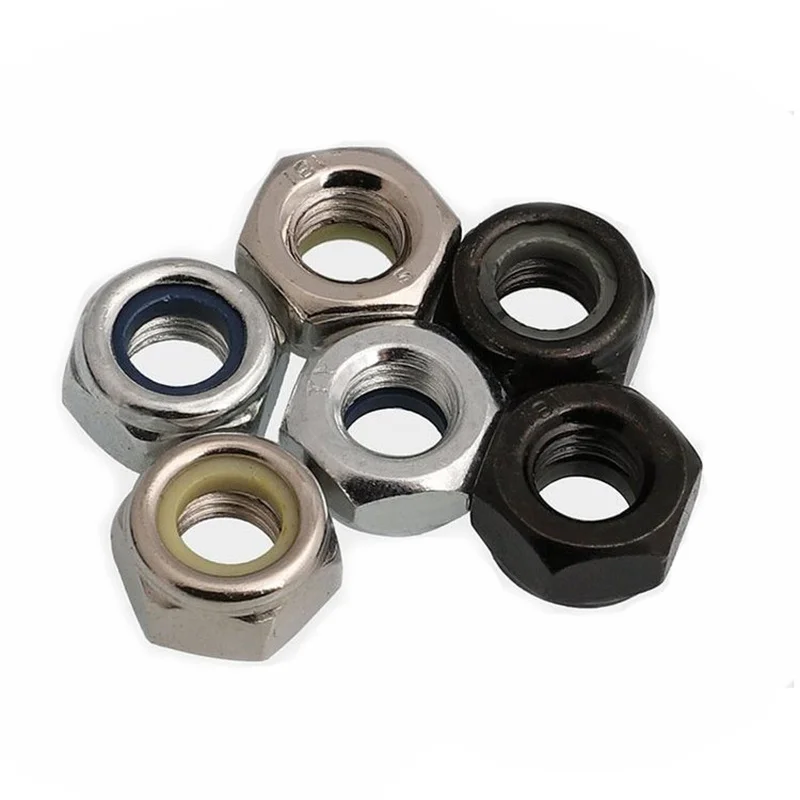 Nylon Lock Nut Set Black Zinc Plated Carbon Steel M2-M16 Hexagon Locknut Self Locking Nut Assortment Kit DIN985