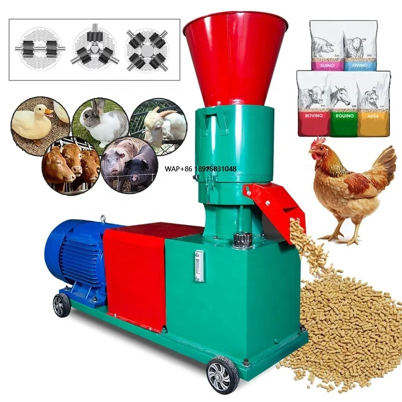 

High productivity 200-1000 kg/h Small agricultural steel feed machine Animal mill Livestock feed processing Pellet production
