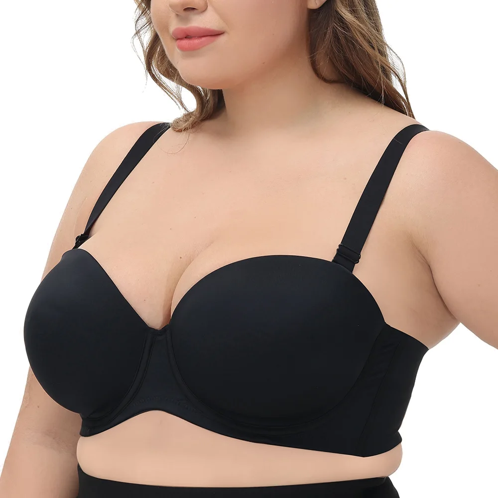 New Women\'s Strapless Minimizer Bra Seamless Underwire Convertible Straps Push Up Bras For Women Non-slip Plus Size Bra