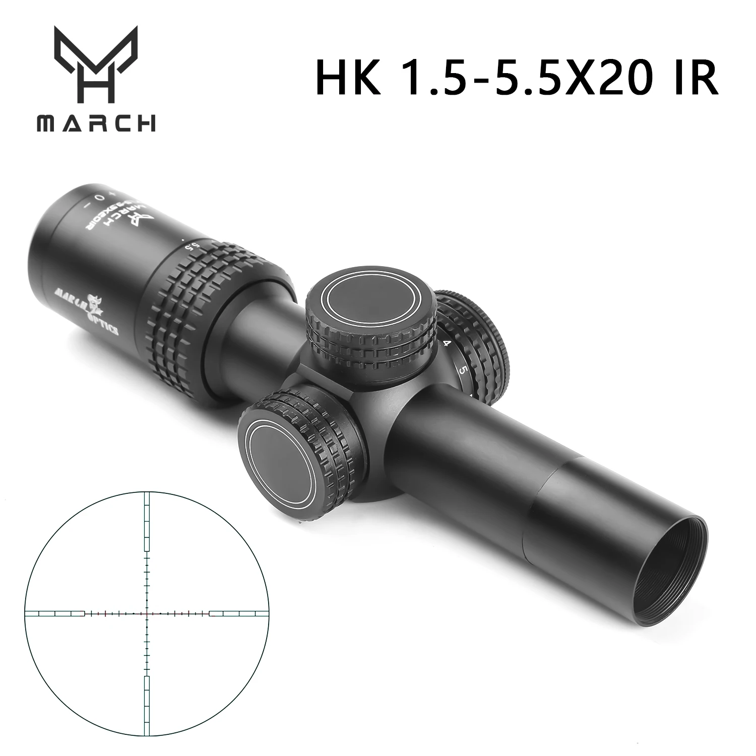 

Tactical Optic Riflescope MARCH HK1.5-5.5x20IR Sight Green Red Illuminated For Hunting Rifle Scope Sniper Airsoft Air Guns