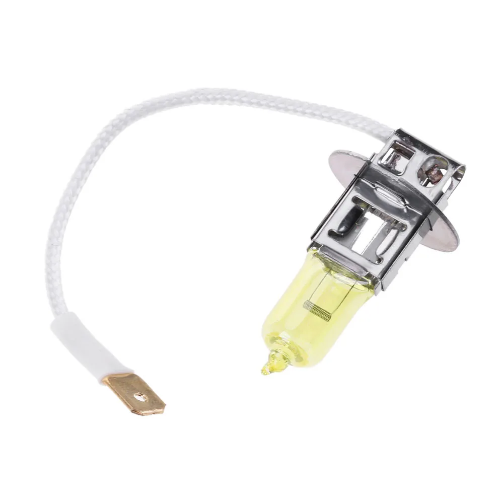 Practical H3 12V 55W 3000K Yellow Quartz Glass Halogen Xenon Bulb Ideal for Auto Head Lamps and Fog Lamps Easy to Install