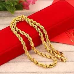 Gold shop with 9999 real gold necklace men's and women's gold 24K necklace fortune into treasure boss chain rich gold necklace