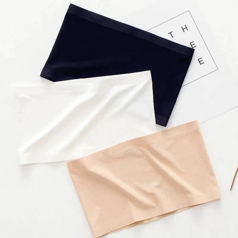 

Летний женский модальный топ-бандо, однотонный дышащий бюстгальтер без бретелек, мягкий бесшовный женский повседневный укороченный топ на бретелях