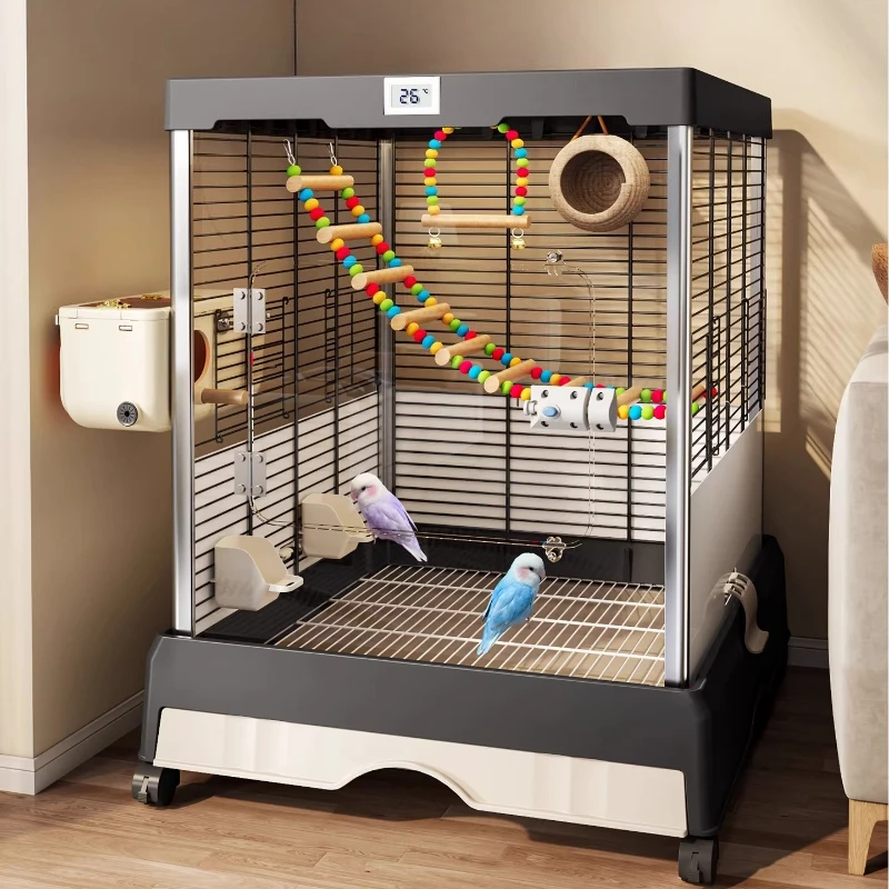 

Glass Goldfinch Bird Cages Toys Pedestal Wheels Plastic Goods Bird Cages Acrylic Stainless Jaula Para Canarios Bird Supplies