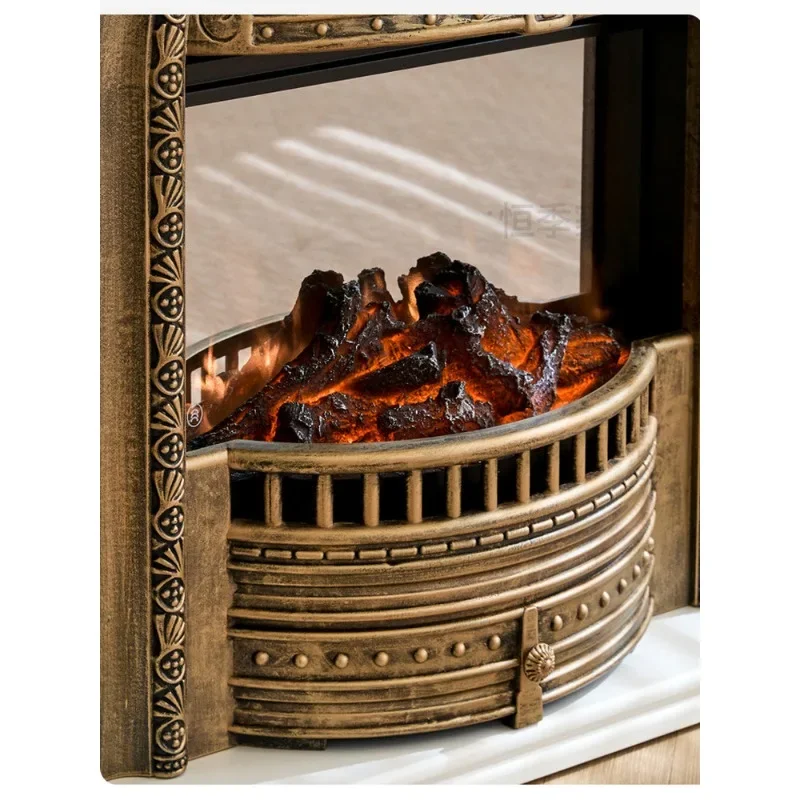 French retro fireplace cabinet, simulated fire fireplace decorative cabinet