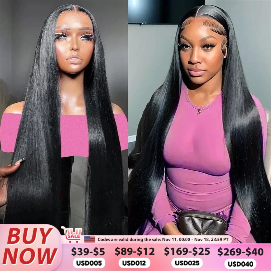 30 32Inch 13x4 13x6 Lace Front Human Hair Wigs Straight Transparent Lace Human Hair Wigs Pre Plucked For Black Women Bling Hair