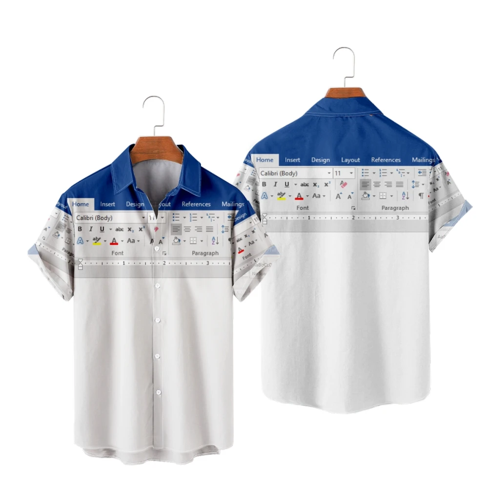 

3D Men's Casual Shirt Spreadsheet software Design Print Vacation Style Y2K Hombre Fashion Creative Summer Shirt