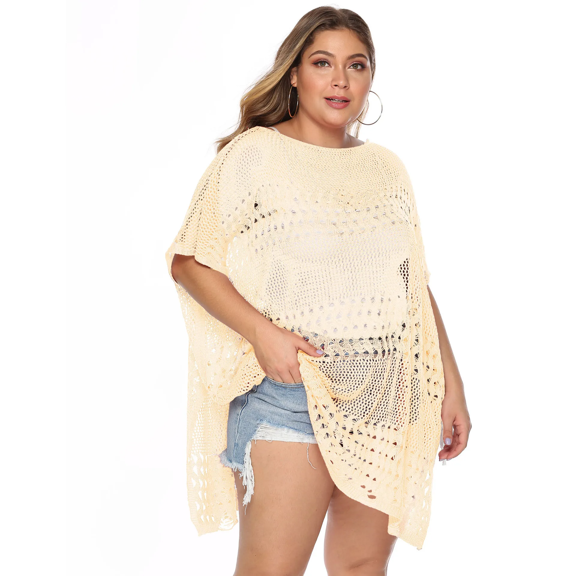 Women's Sexy Bikini Cover Up Swimwear Women 2024 Summer Oversize See-through Beachwear Sarong Knit Dress Woman Holiday Swimsuits