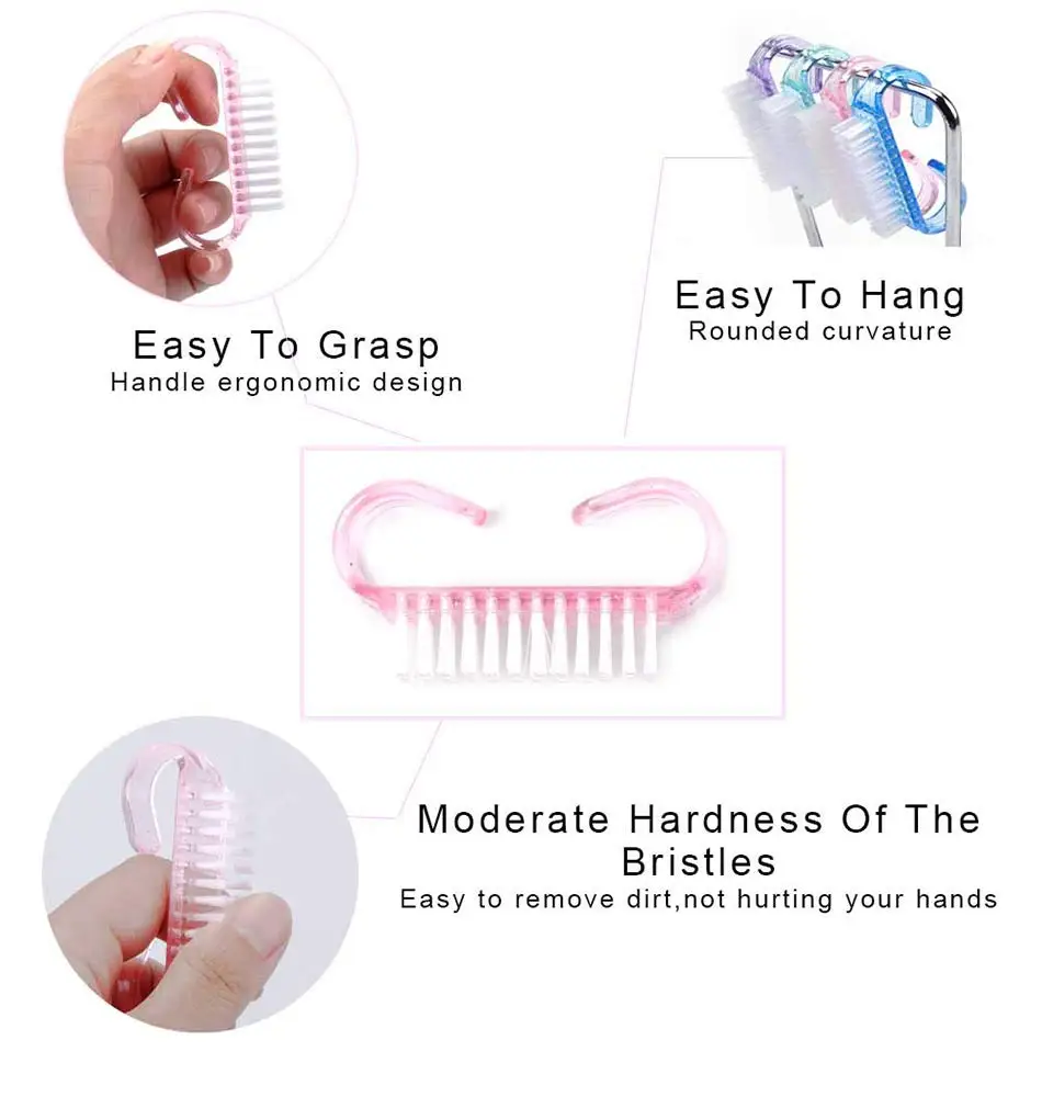 20PCS Handle Grip Nail Brushes Plastic Hand Fingernail Brush Cleaner Scrubbing Kit Pedicure for Toes and Nails Men Women