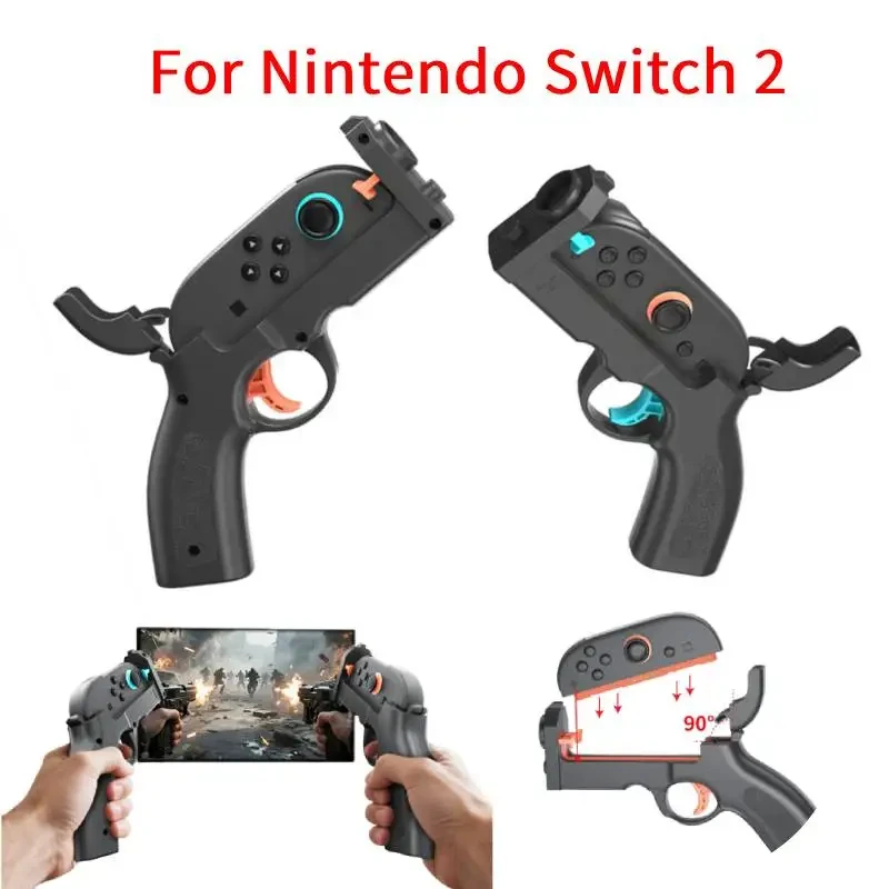 

2 Pack Shooting Game Gun Controllers for Nintendo Switch 2 Controller, NS2 Gun Hand Grip Motion Controller Gamepad Joypad Gaming