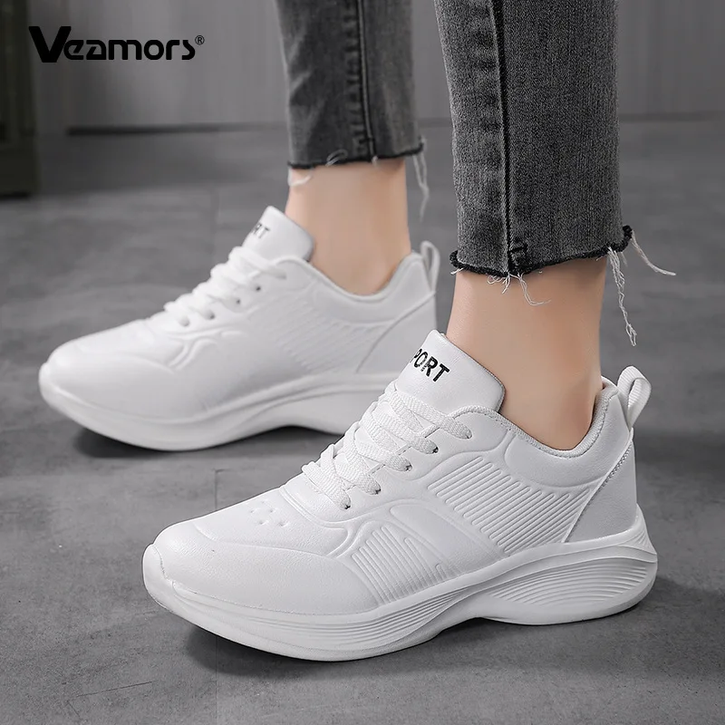 

Женские кроссовки из искусственной кожи, легкие уличные повседневные кроссовки, женская дышащая прогулочная дорожная обувь, водонепроницаемая