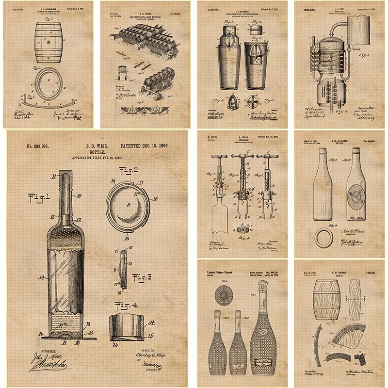 Vintage Whiskey Beer Brewing Tools Beverage Bottles Poster Scotch Malt Garage Whisky Bourbon Liquor Canvas Wall Art Home Decor