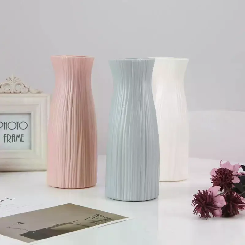Plastic Dried Flower Vase With Minimalist Geometric Plastic Flower Pot Living Room Small And Fresh Flower Arrangement Decoration