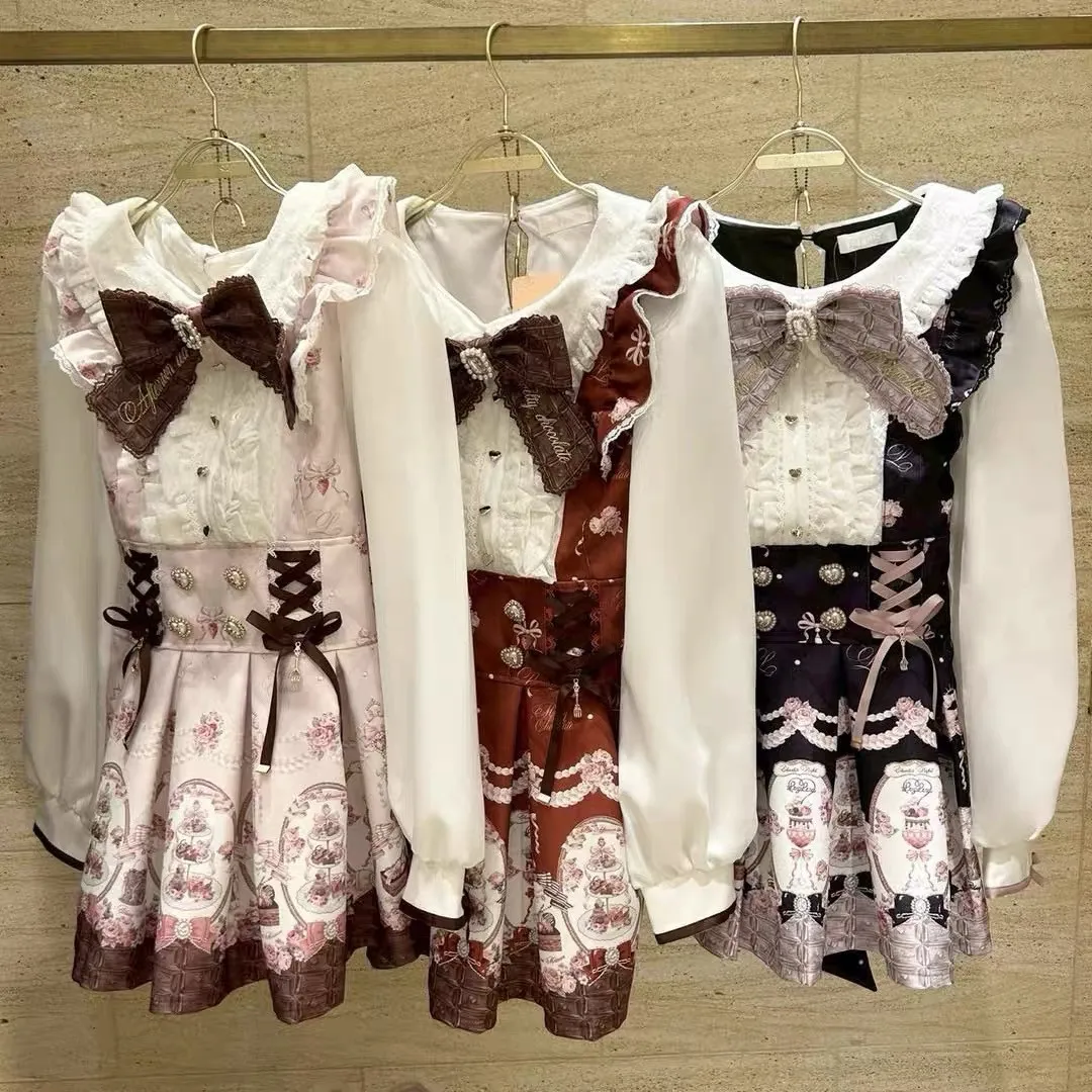 Liz Dress Skirt Suit for Women Sweet New Sweet Long Sleeve Dresses Set Lolita Japanese Style Girls Two Piece Set Spring Autumn