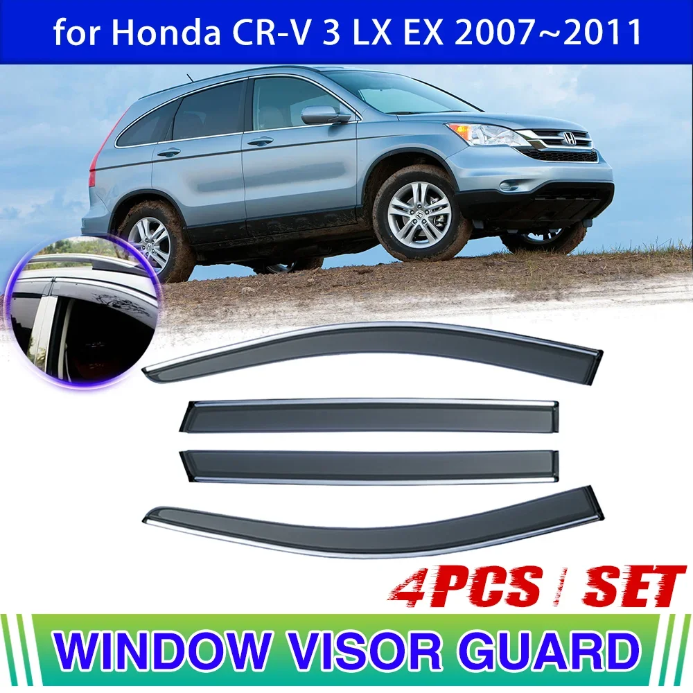 Window Door Visor for Honda CR-V CRV 3 LX EX 2007~2011 Vent Awning Rain Sun Eyebrow Guard Cover Deflector Sticker Accessories