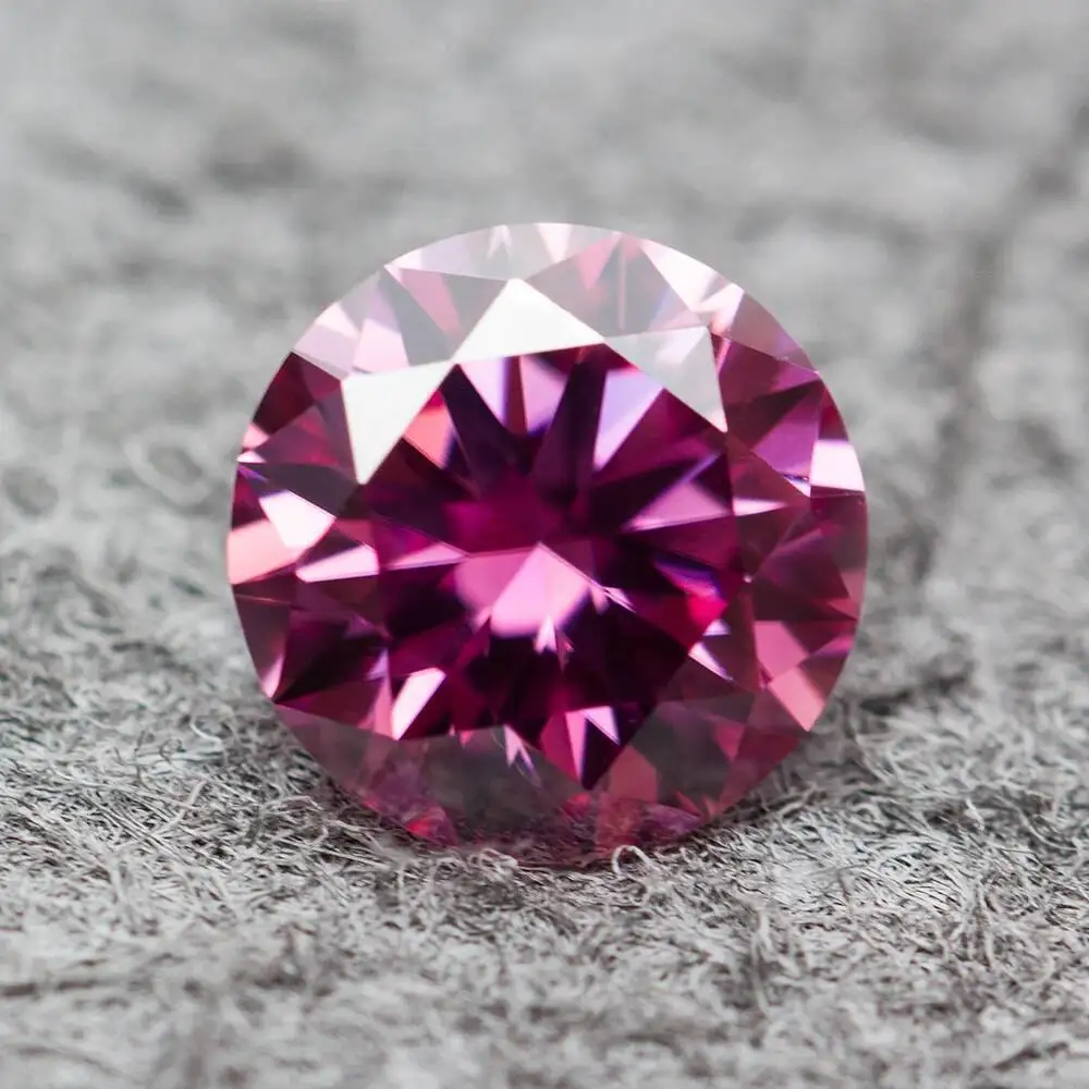 Pink / Sakura Moissanite Loose Gemstones 0.5-5.0Ct Moissanita Lab Diamonds 3EX Round Cut Pass Diamond Tester With GRA Report