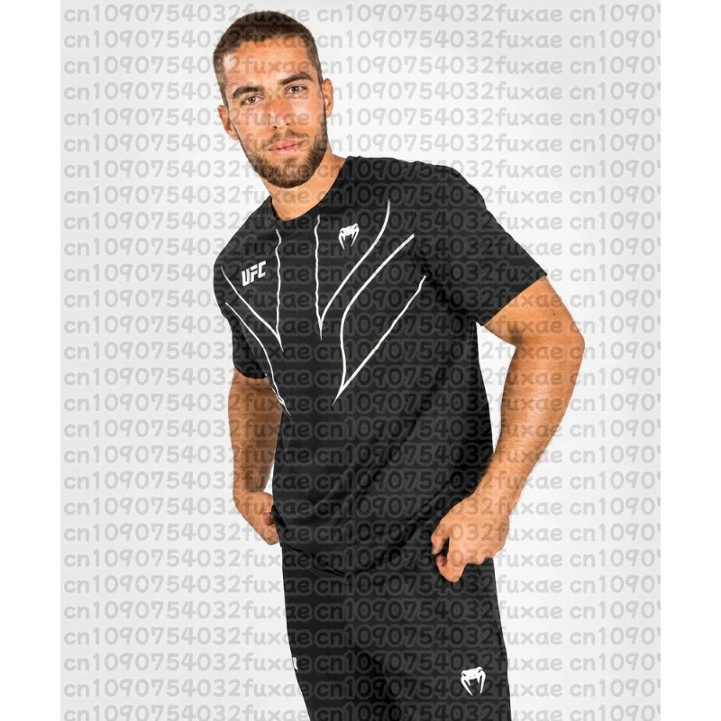 

2025 summer new UFC fighting training T-shirt European size large size T-shirt work clothes quick-drying and breathable top
