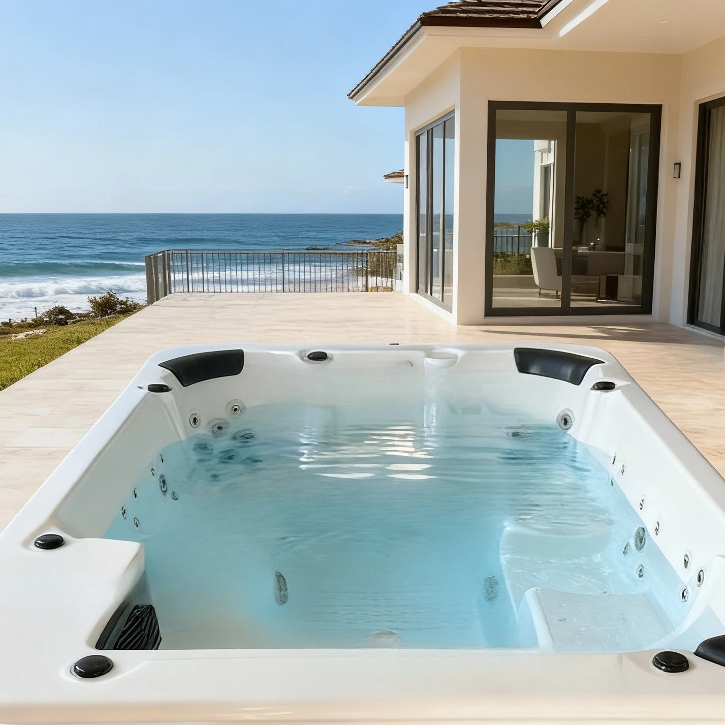 Infinity swimming pool acrylic massage outdoor courtyard villa hotel home communal relaxation