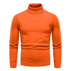 Winter New Men's Turtleneck Fashion Solid Color Pullover Sweater Casual Versatile Male Warm Sweater M-4XL