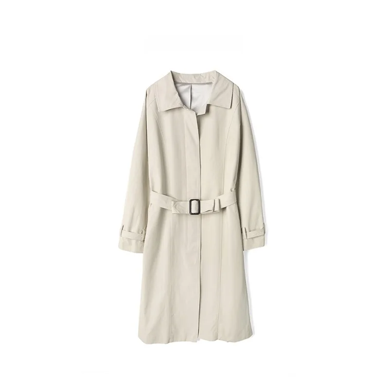 

ChangDX Long Coat Jaet Outerwear Women's Commute Sle Pure Color Cotton Blend Nylon Fiber Long Sve Autumn Season