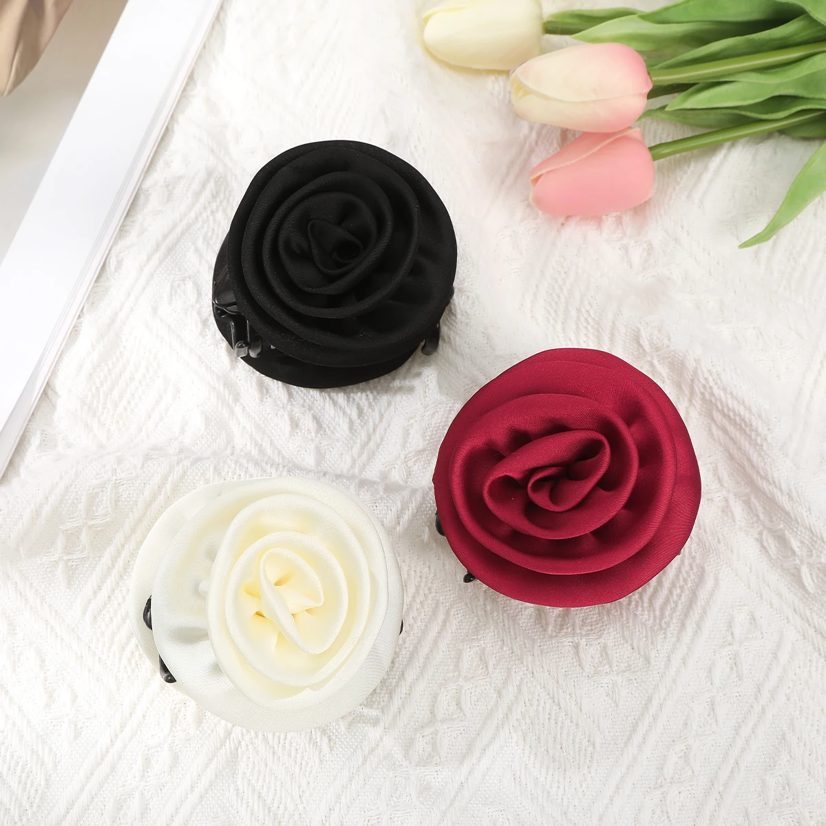 New Rose Hair Claws Hairpin Sweet Barrette Flower Hair Clip Headband Women Girls Ponytail Holder Hair Accessories