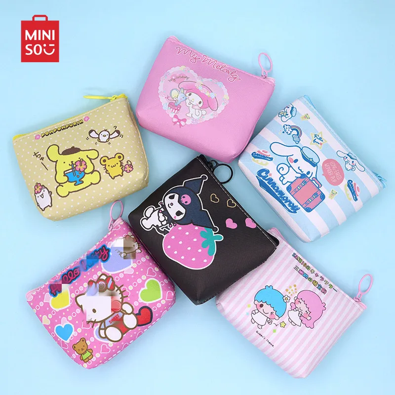 

MNISO Original Sanrio Anime Wallet Hello Kitty Women's Bag Kulomi Melody Cinnamoroll Cartoons Mini Coin Purse Portable ID Card