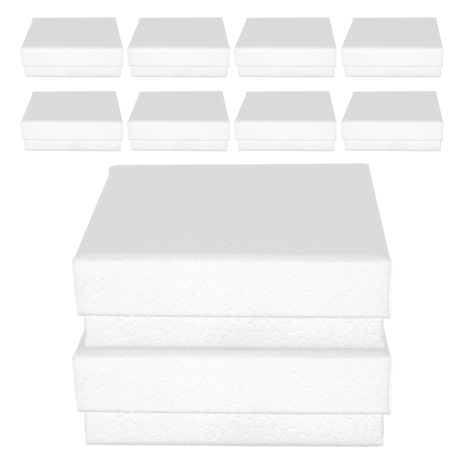 

10pcs Jewelry Packaging Box Ring Necklace Ear Stud Case 9x9x3cm Black Sponge Lined Storage Container Present Gift