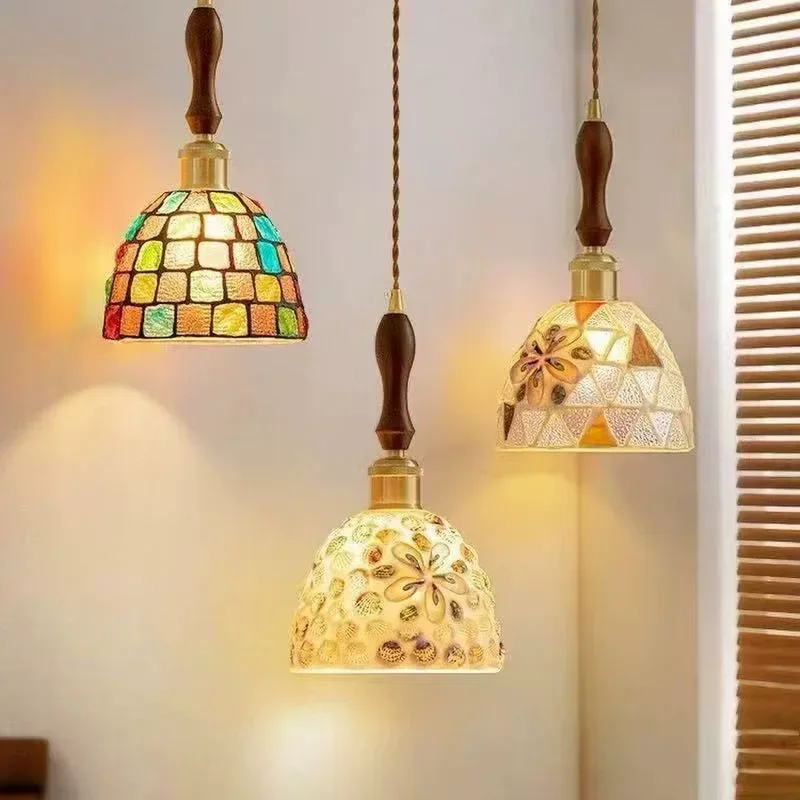 French Retro Bedroom Bedside Chandelier Ceiling Small Kitchen Hanging Lamp Creative Antique Restaurant Light Lustre Led Modern