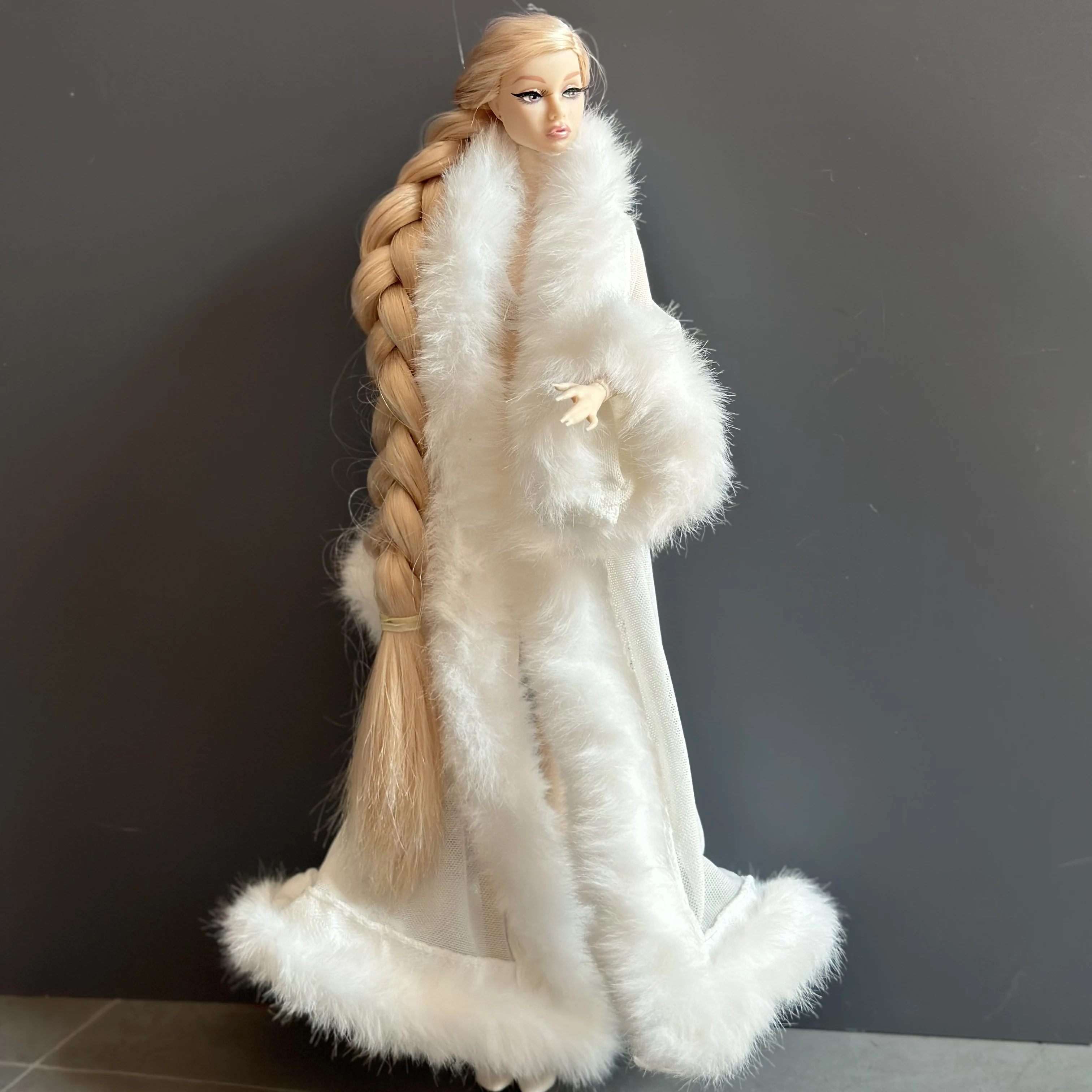 1/6 Doll Clothes Accessories Premium Elegant White/Pink/Rose Plush Bathrobe+Lingerie Set For 30cm FR Babi Supermodel Doll