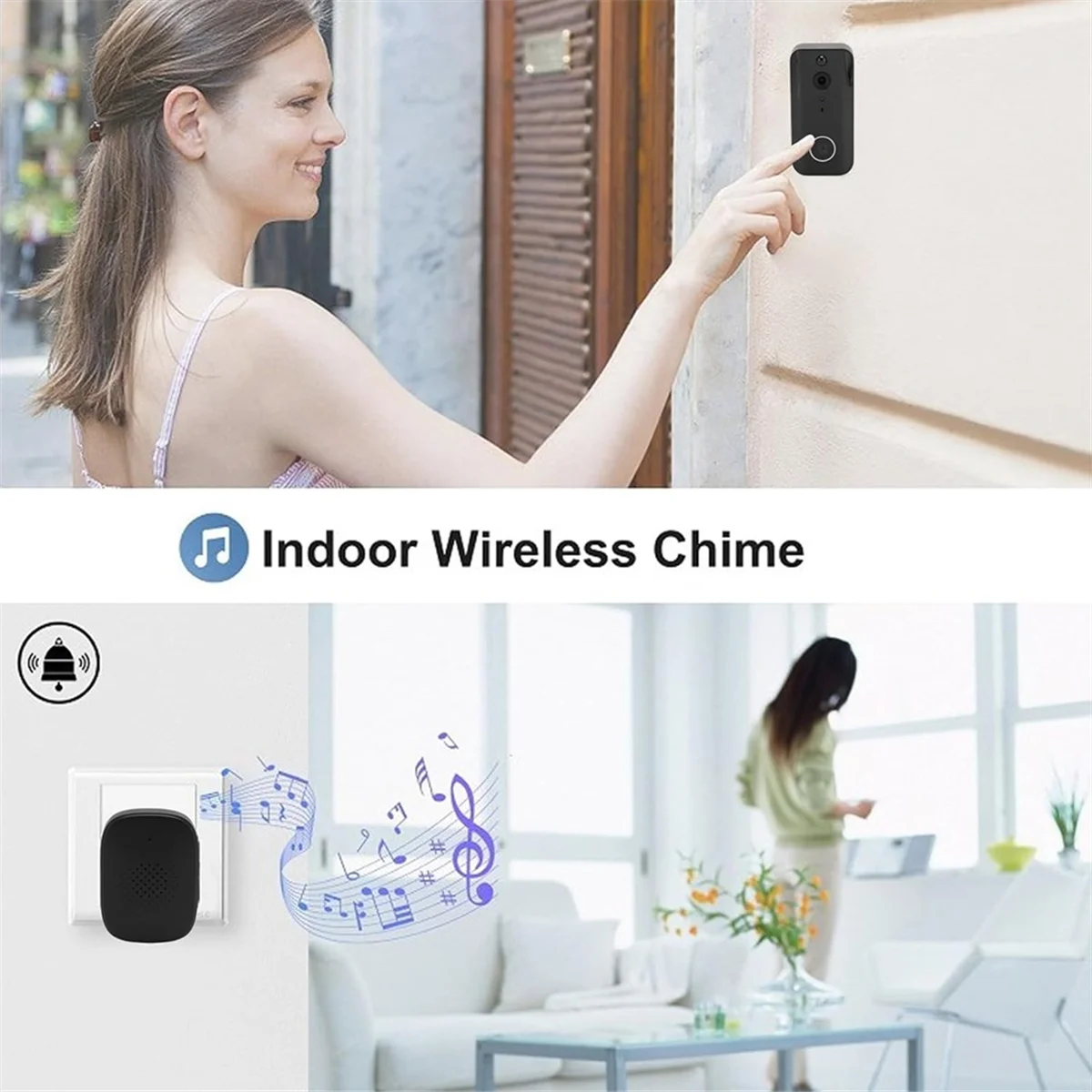 Doorbell Camera, 1080P Wire Less Doorbell Camera Wifi Network Connection, Voice Conversion,2 Way Talk-BtLife