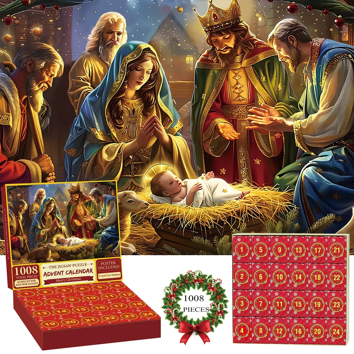 

1008 Pieces Jigsaw Puzzle Merry Christmas Advent Calendar 2024 Merry Christmas Jigsaw Puzzles New Year Gift