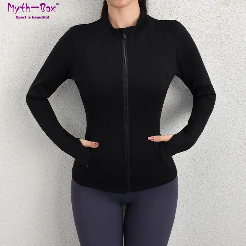 Women Sport Jackets Zipper Yoga Coat Thumb Hole Long Sleeves Running Sweatshirts Slim Workout Jackets Gym Fitness Tops Sportwear image 3